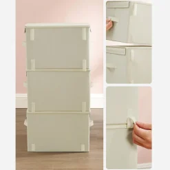 Sale SONGMICS 4 Paniers de rangement pliables 40 x 30 x 25 cm noir d'encre