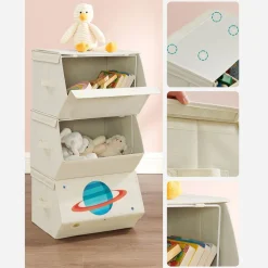 Sale SONGMICS 4 Paniers de rangement pliables 40 x 30 x 25 cm noir d'encre