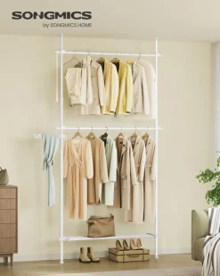Best SONGMICS 2 Porte-manteaux muraux 10 crochets Blanc Nuage