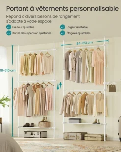 Best SONGMICS 2 Porte-manteaux muraux 10 crochets Blanc Nuage