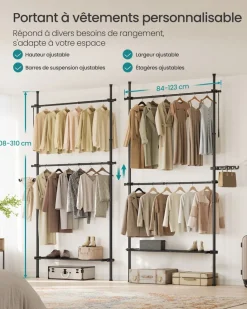 Best SONGMICS 2 Porte-manteaux muraux 10 crochets Blanc Nuage