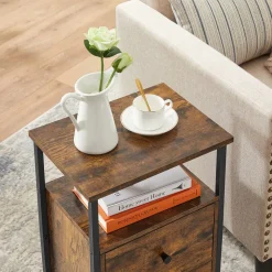 Cheap SONGMICS 2 Tables basses ronde noir moderne