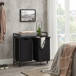 Hot SONGMICS 2 Tables basses rondes en acier noir boisé