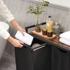 Hot SONGMICS 2 Tables basses rondes en acier noir boisé