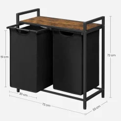 Hot SONGMICS 2 Tables basses rondes en acier noir boisé