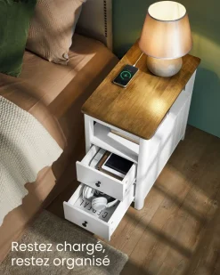 Online SONGMICS 2 Tables de nuit beige naturel et blanc classique