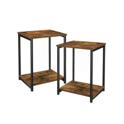 New SONGMICS 2 Tables industriel Marron Rustique + Noir
