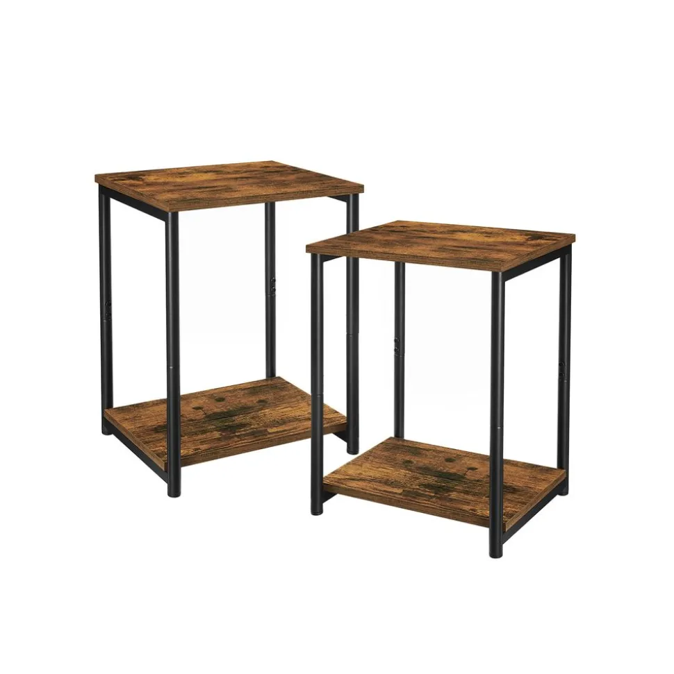 New SONGMICS 2 Tables industriel Marron Rustique + Noir