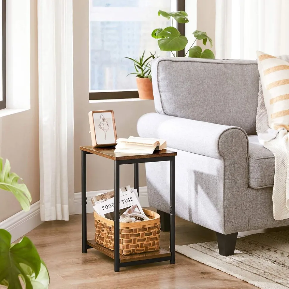 New SONGMICS 2 Tables industriel Marron Rustique + Noir