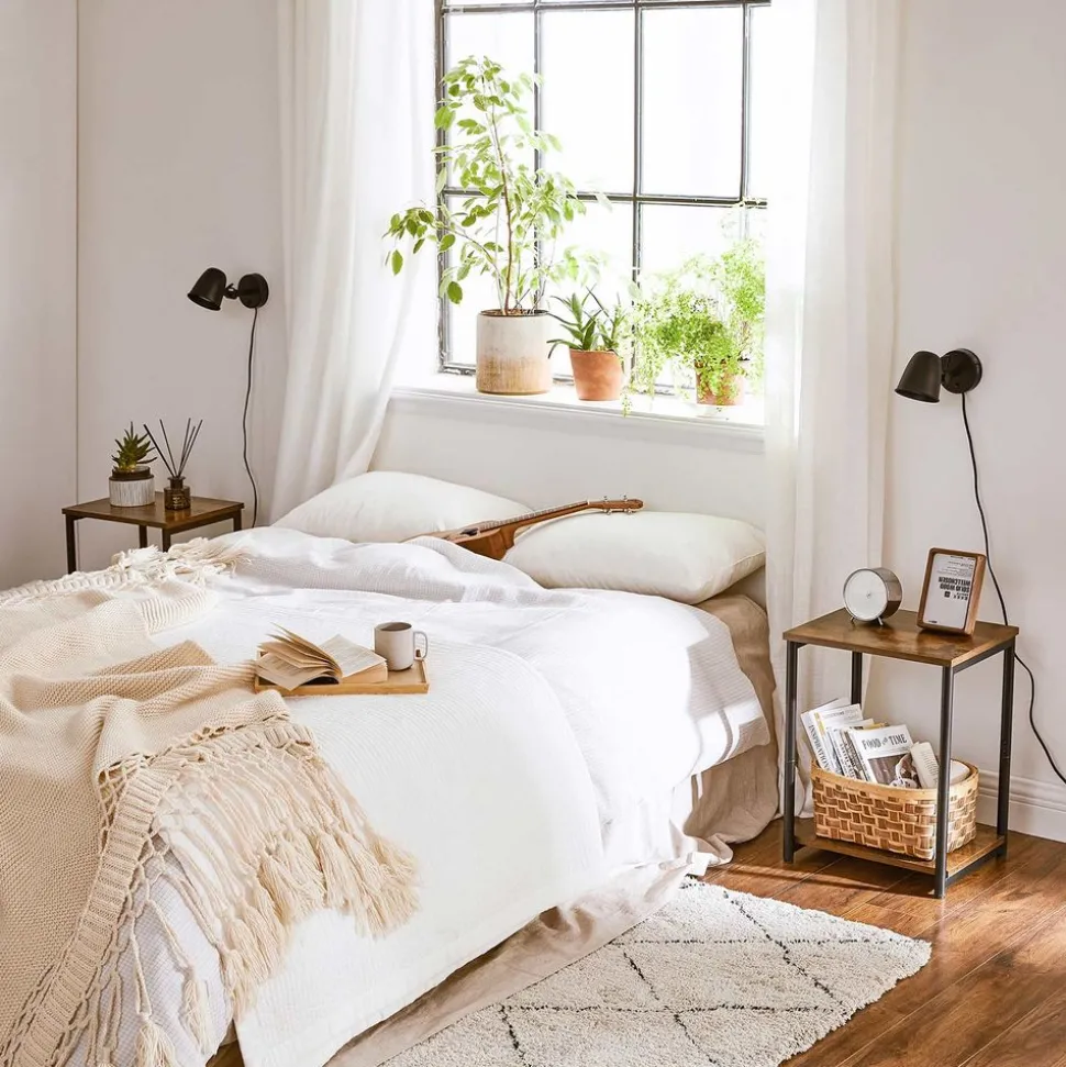 New SONGMICS 2 Tables industriel Marron Rustique + Noir