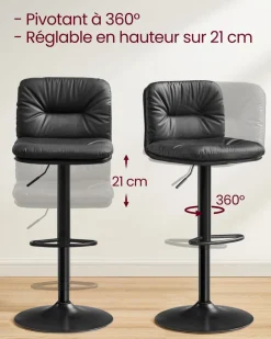 Outlet SONGMICS 2 Tabourets de bar avec dosier industriel