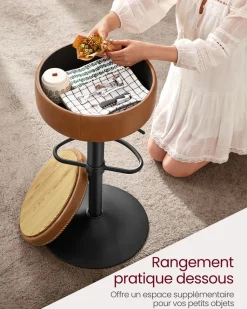 Hot SONGMICS 2 Tabourets de bar avec pieds réglables marron chameau