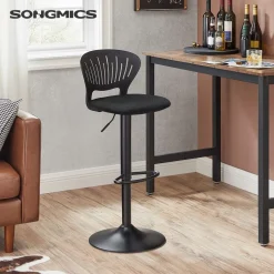 Clearance SONGMICS 2 Tabourets de bar pieds hêtre Blanc
