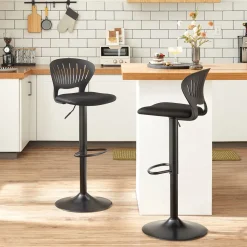 Clearance SONGMICS 2 Tabourets de bar pieds hêtre Blanc