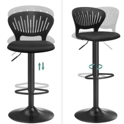 Clearance SONGMICS 2 Tabourets de bar pieds hêtre Blanc