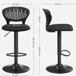 Clearance SONGMICS 2 Tabourets de bar pieds hêtre Blanc