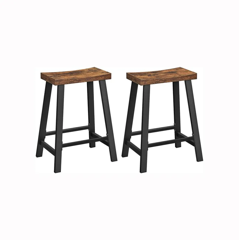 Best Sale SONGMICS 2 Tabourets incurvés Brun Vintage Noir