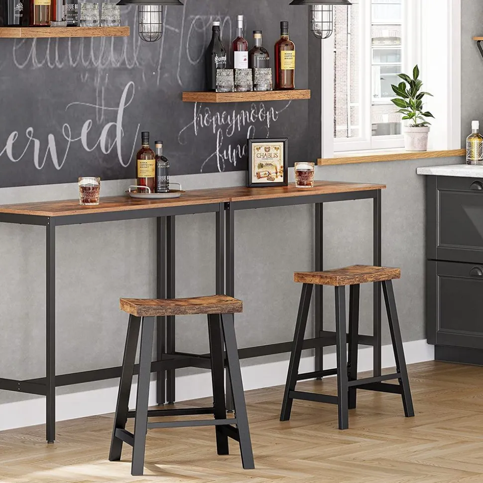 Best Sale SONGMICS 2 Tabourets incurvés Brun Vintage Noir