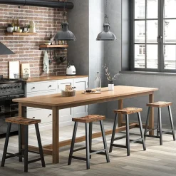 Best Sale SONGMICS 2 Tabourets incurvés Brun Vintage Noir