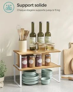 Hot SONGMICS 4 Étagères à épices empilable extensible noir d'encre