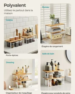 Hot SONGMICS 4 Étagères à épices empilable extensible noir d'encre