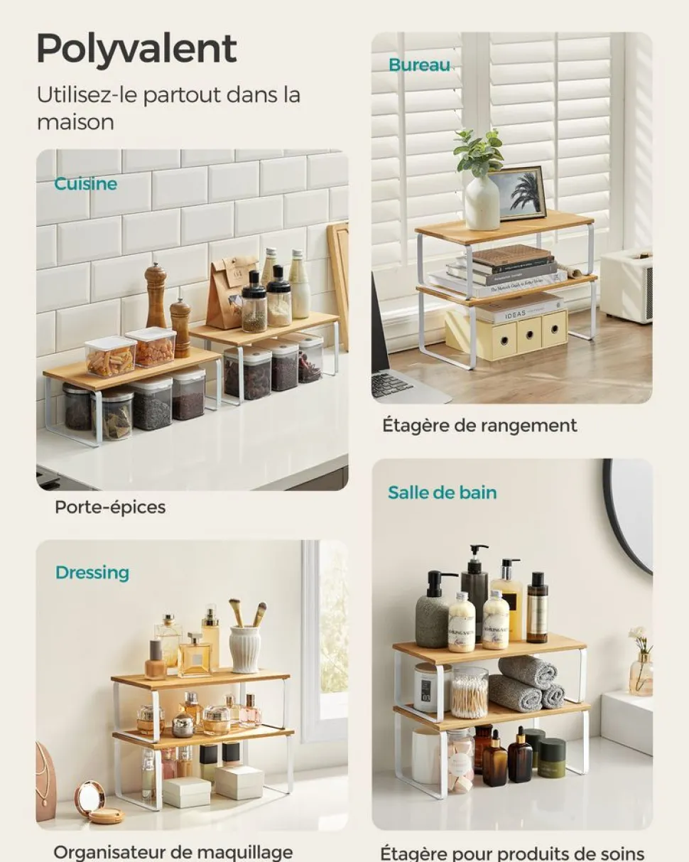 Hot SONGMICS 4 Étagères à épices empilable extensible noir d'encre