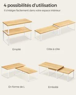 Hot SONGMICS 4 Étagères à épices empilable extensible noir d'encre