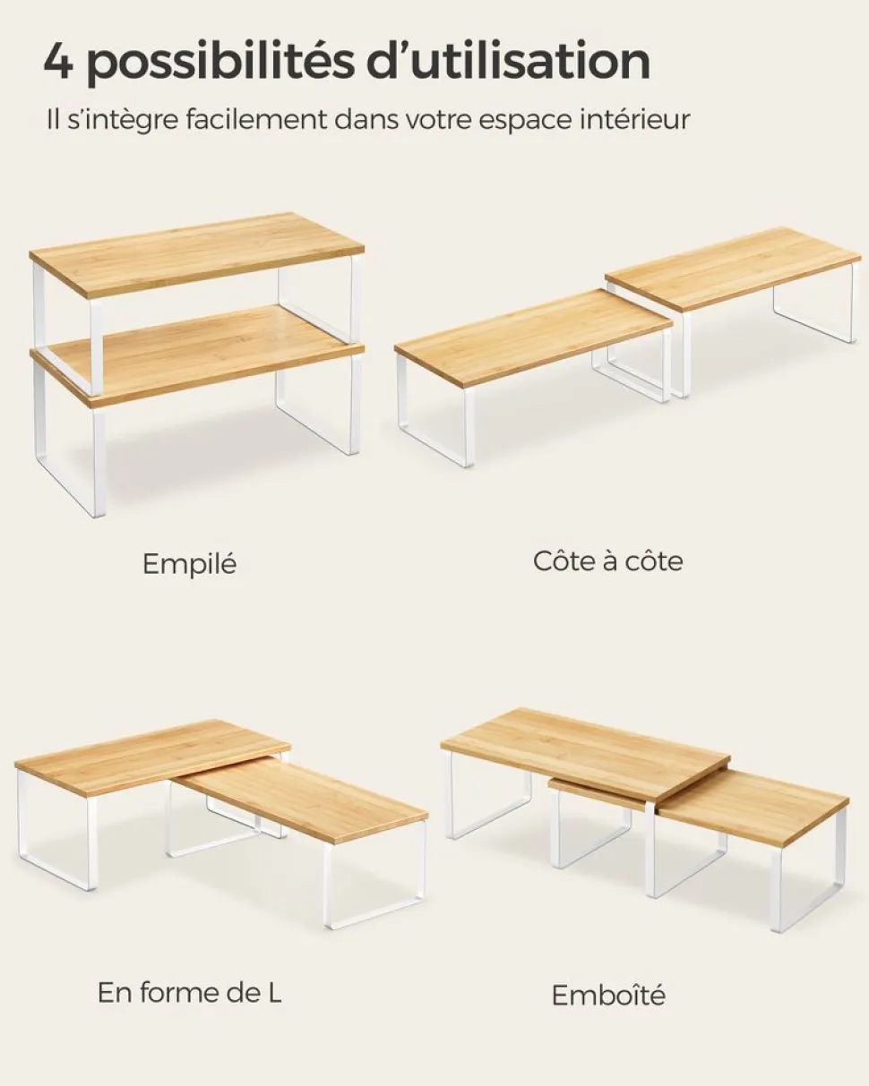 Hot SONGMICS 4 Étagères à épices empilable extensible noir d'encre