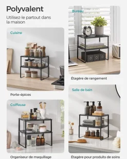 Flash Sale SONGMICS 2 étagères à épices en métal noir d'encre