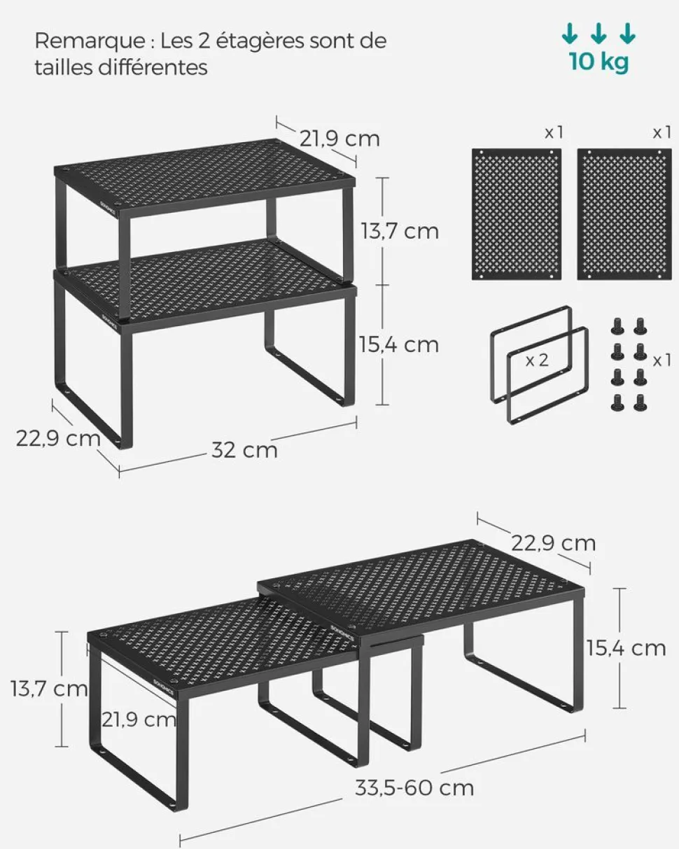 Flash Sale SONGMICS 2 étagères à épices en métal noir d'encre