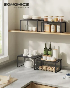 Best SONGMICS 4 Étagères de cuisine en métal argenté