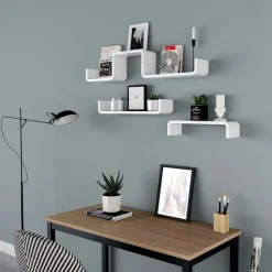 Fashion SONGMICS 3 Étagères murales grande charge Blanc