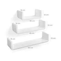 Fashion SONGMICS 3 Étagères murales grande charge Blanc