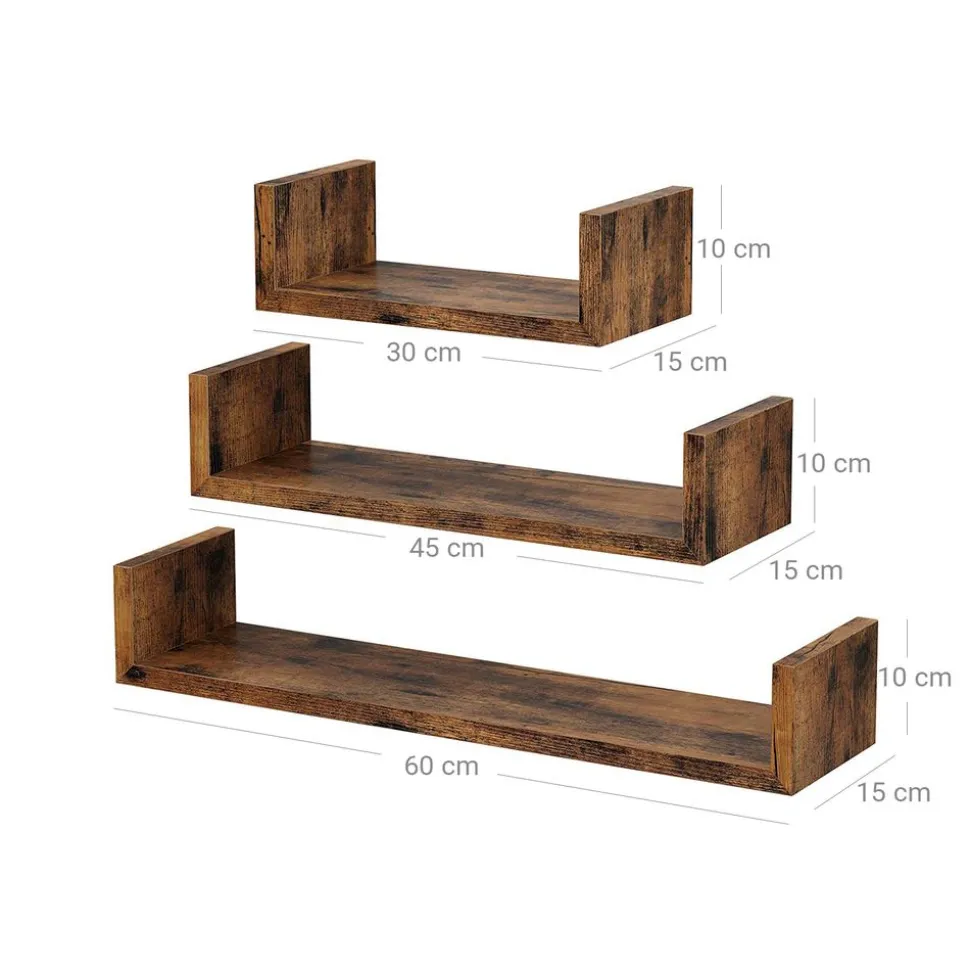 Flash Sale SONGMICS 3 Étagères murales industriel Marron Rustique