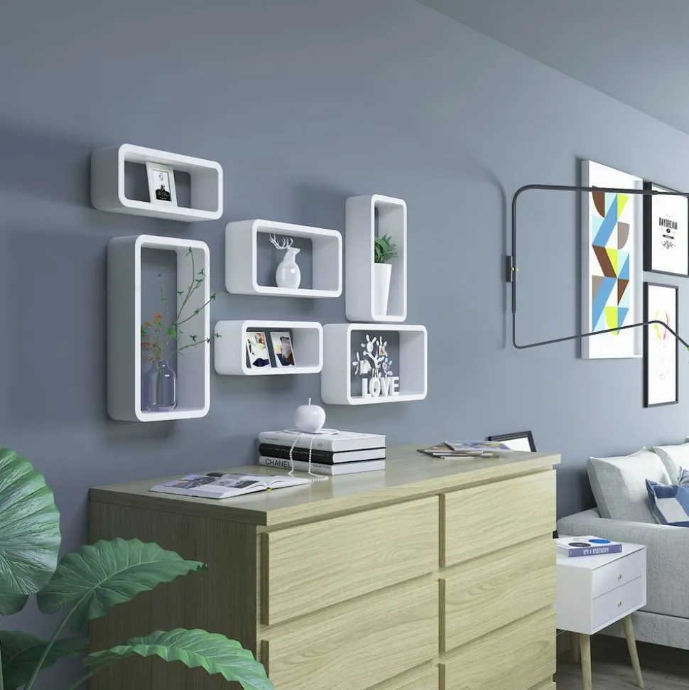 Best SONGMICS 3 Étagères murales rectangles Blanc