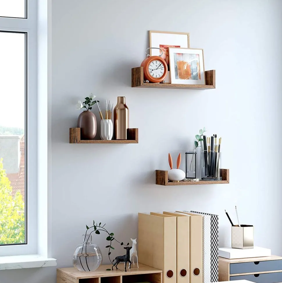 Cheap SONGMICS 3 Étagères murales rustique Marron Rustique