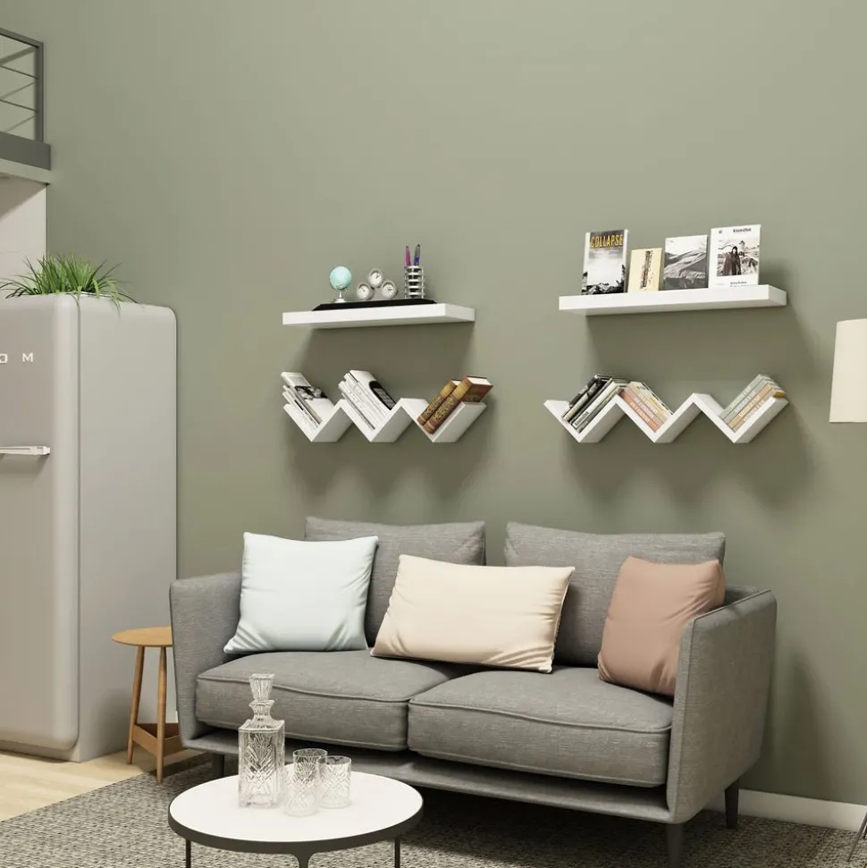 Store SONGMICS 2 Étagères murales zigzag Blanc