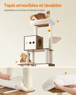 Flash Sale SONGMICS Arbre à chat 185 cm avec cache-litière moderne