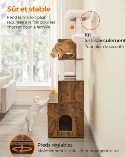 Flash Sale SONGMICS Arbre à chat 185 cm avec cache-litière moderne