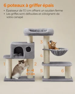 Store SONGMICS Arbre à chat 107 cm gris