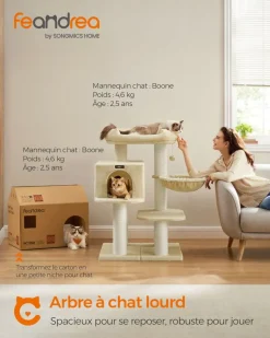 Store SONGMICS Arbre à chat 107 cm gris