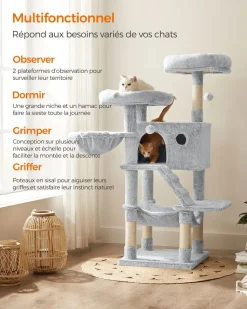 Discount SONGMICS Arbre à chat 135 cm gris bleuâtre