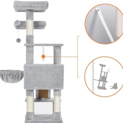 Store SONGMICS Arbre à chat 142 cm gris clair