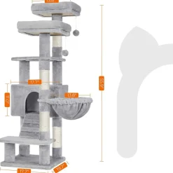 Store SONGMICS Arbre à chat 142 cm gris clair