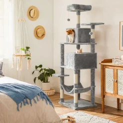 Fashion SONGMICS Arbre à chat 191 cm gris clair