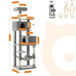 Fashion SONGMICS Arbre à chat 191 cm gris clair