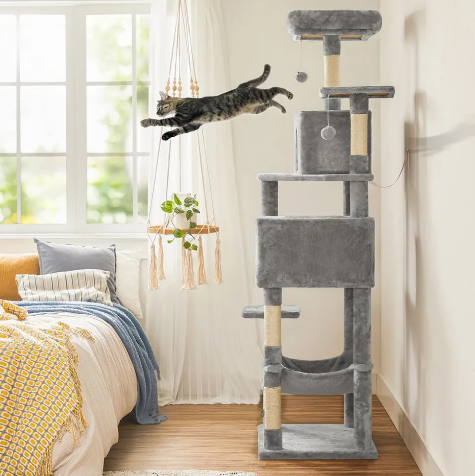 Fashion SONGMICS Arbre à chat 191 cm gris clair