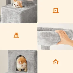 Fashion SONGMICS Arbre à chat 191 cm gris clair