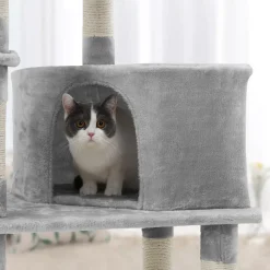 Outlet SONGMICS Arbre à chat 138 cm gris clair