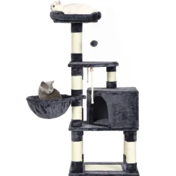 Outlet SONGMICS Arbre à chat 138 cm gris clair